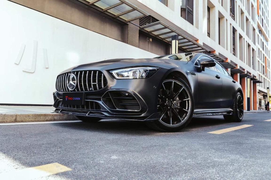 Mercedes Benz AMG GT43 GT50 GT53 X290 2021-2023 with Aftermarket Parts - Carbon Fiber Front Lip from TAKD Carbon