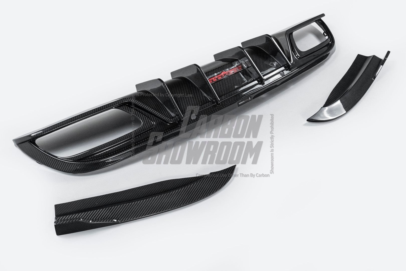 TAKD Carbon Dry Carbon Fiber Rear Diffuser & Rear Canards for Mercedes Benz C Class W205 C63 C63S 2019-ON Sedan 4 Door - Performance SpeedShop