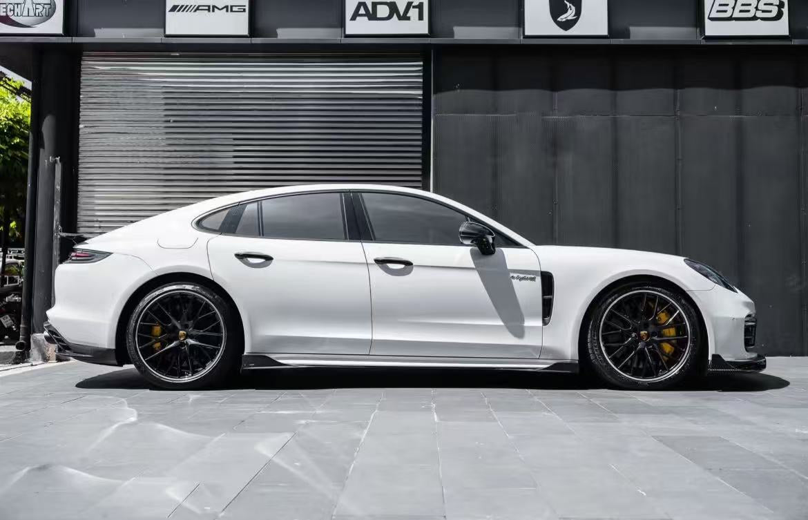 Porsche Panamera 4 & 4S & Turbo 971 (fits both pre-facelift & facelift) 2017-ON with Aftermarket Parts - Side Skirts Pre-preg Carbon Fiber from TAKD Carbon