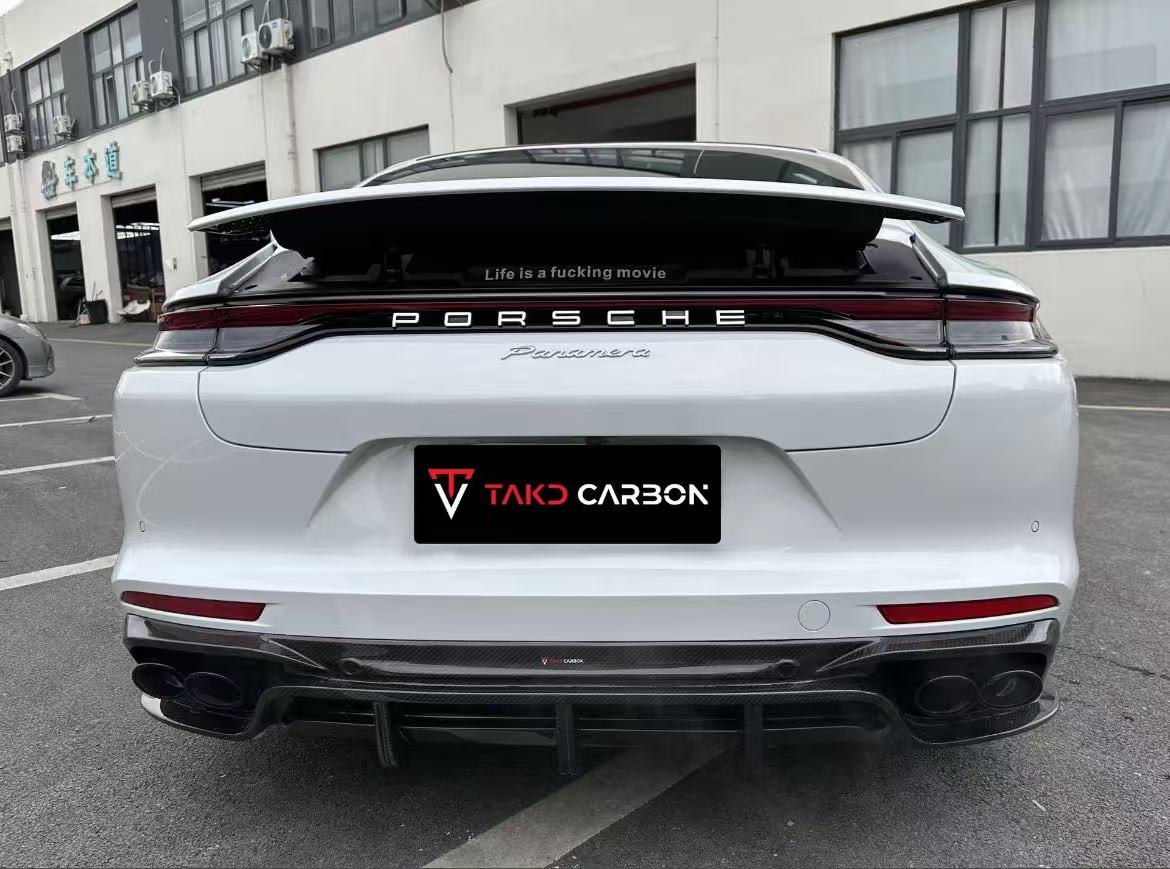 Porsche Panamera 4 & 4S & Turbo 971 (fits both pre-facelift & facelift) 2017-ON with Aftermarket Parts - Rear Diffuser Pre-preg Carbon Fiber from TAKD Carbon