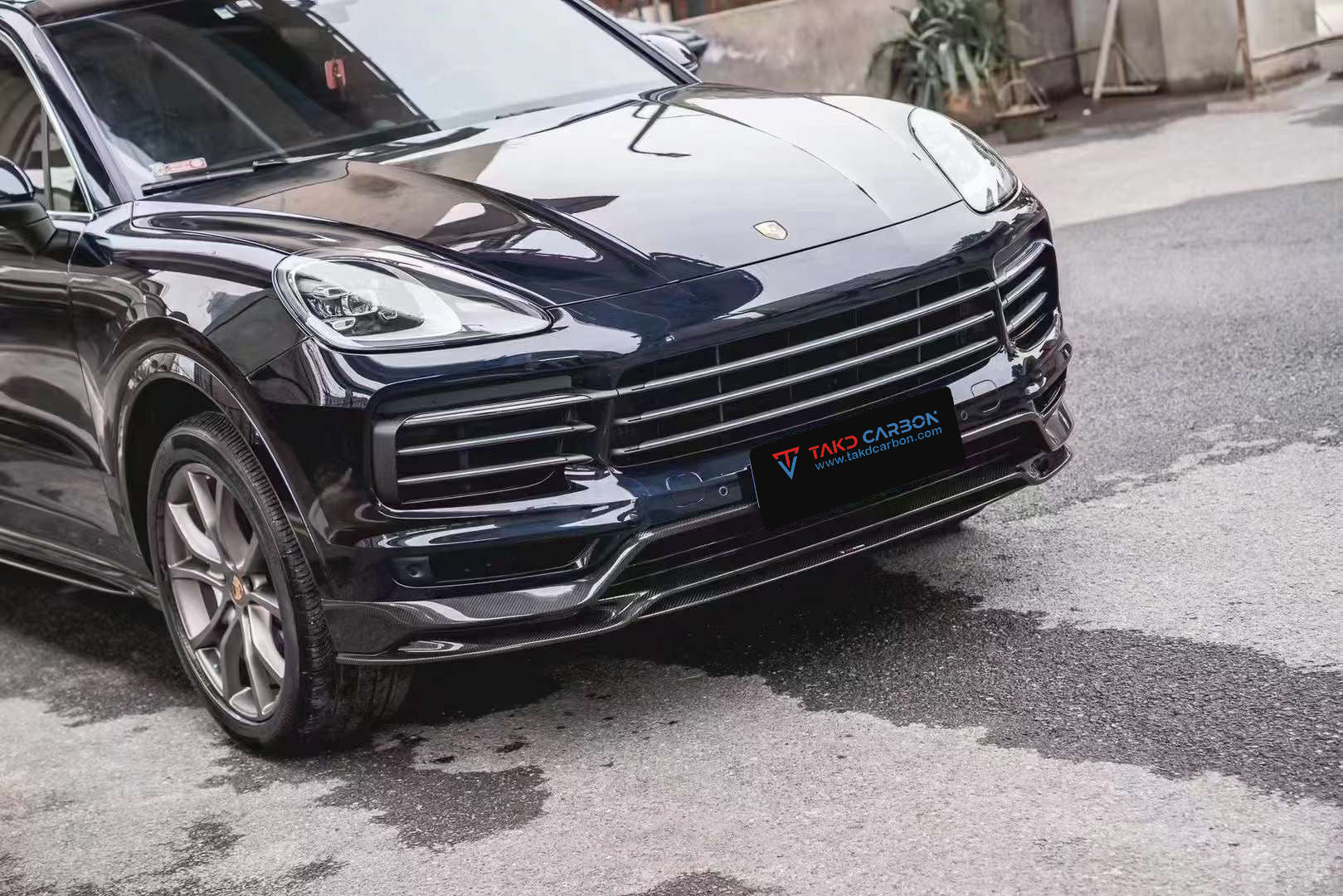 Porsche Cayenne / GTS (does not fit sport design package) 9Y0 9Y3 2018 2019 2020 2021 2022 2023 with Aftermarket Parts - Front Lip Pre-preg Carbon Fiber from TAKD Carbon