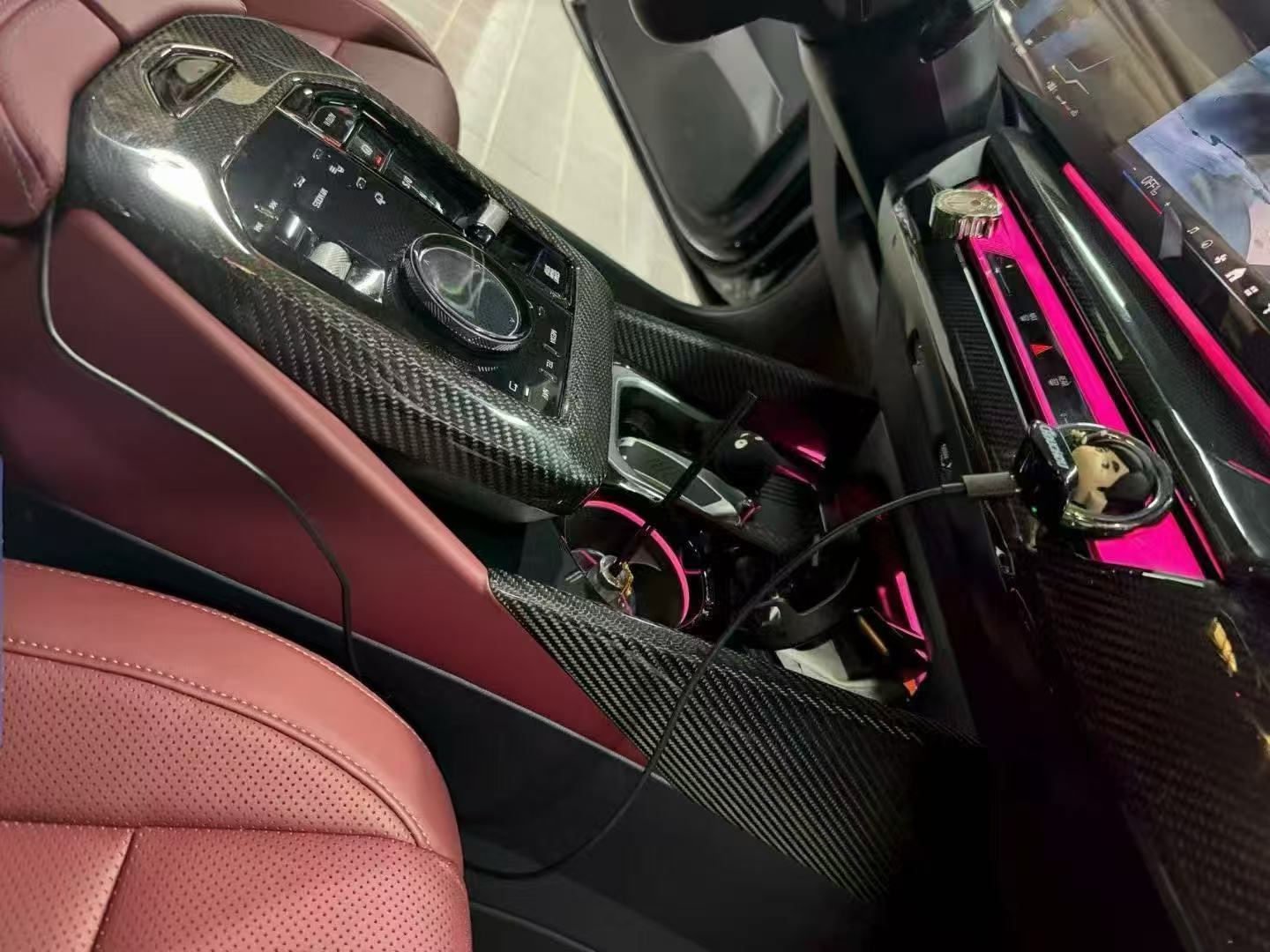 BMW 5 Series 530 540 & i5 e/x Drive40 M60 G60 G61 2024-ON with Aftermarket Parts - Pre-preg Carbon Fiber Center Console Infotainment Screen Trim Cover from TAKD Carbon