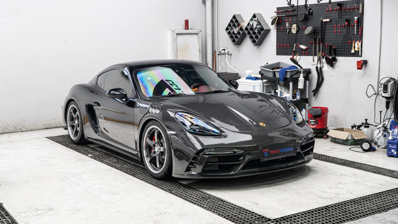 Porsche 718 Boxster / Cayman (all models, including GTS / GT4 / GT4RS / Spyder) & 911 991.1 991.2 (all models, including Carrera S / 4S / T / GTS / 4 GTS / Targa / GT3 / GT3 RS / R / Turbo / Turbo S / GT2 RS with Aftermarket Parts - V2 Style Hood Bonnet Pre-preg Carbon Fiber from TAKD Carbon