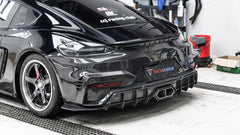 Porsche 718 Cayman / Boxster / GTS 2017-ON with Aftermarket Parts - Rear Bumper (Exhaust Tips Included) Pre-preg Carbon Fiber from TAKD Carbon