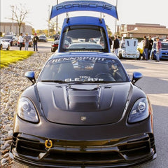 Porsche 718 Cayman / Boxster / GTS 2017-ON with Aftermarket Parts - Front Bumper & Lip Pre-preg Carbon Fiber from TAKD Carbon