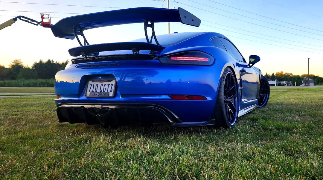 Porsche 718 Cayman / Boxster / GTS 2017-ON with Aftermarket Parts - V1 Rear Diffuser & Canards (Exhaust Tips Included) Pre-preg Carbon Fiber from TAKD Carbon