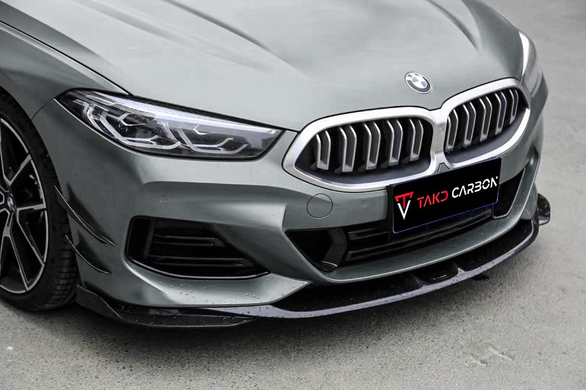 BMW 8 Series 840i (With M-Package Bumper) M850i G14 G15 G16 2018-ON with Aftermarket Parts - V2 Style Carbon Fiber Front Canards from TAKD Carbon