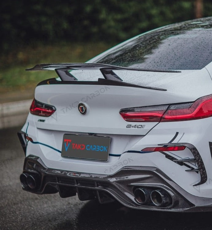 BMW 8 Series 840i M850i G16 2018-ON with Aftermarket Parts - Carbon Fiber Rear GT Wing from TAKD Carbon