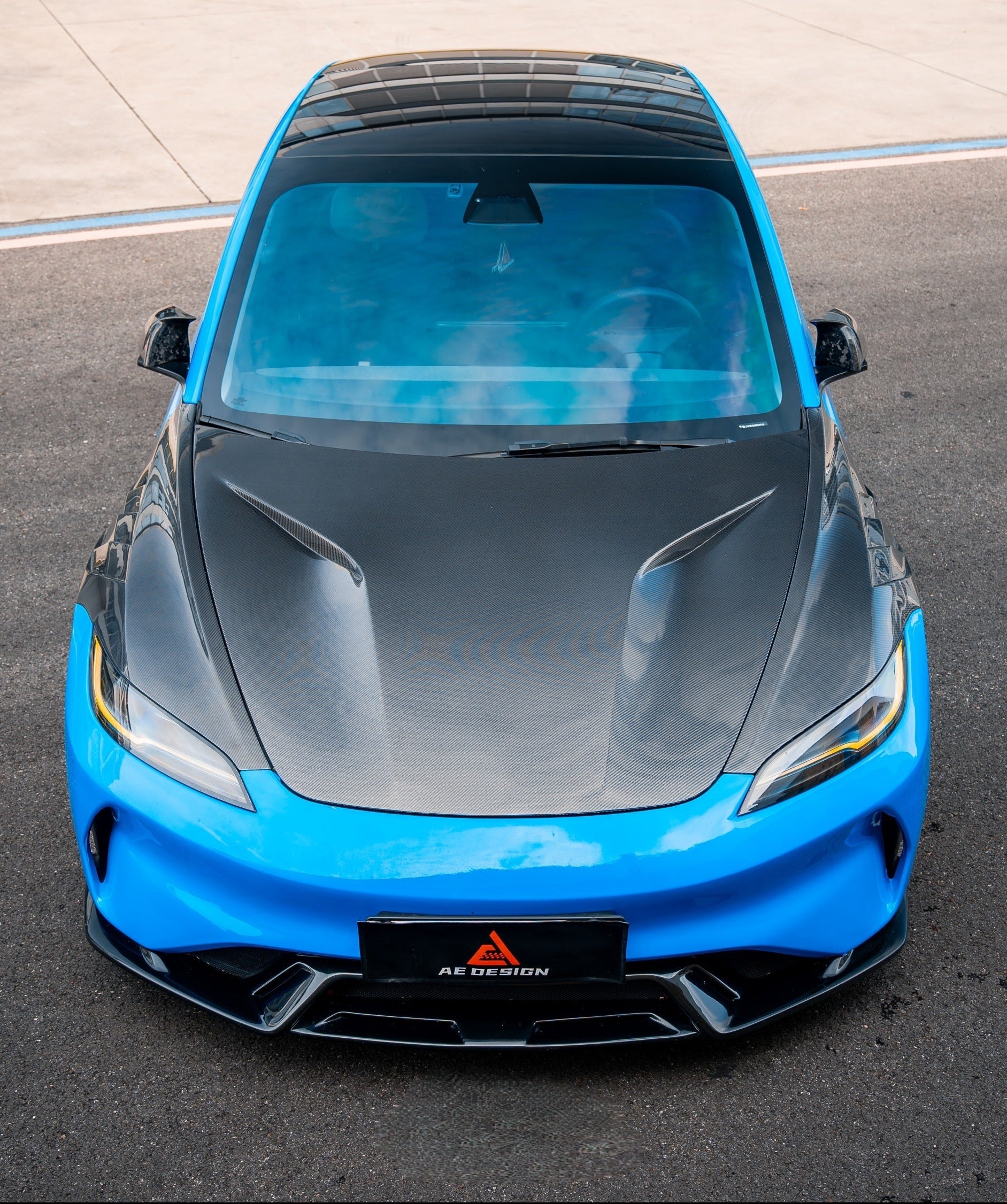 Tesla Model 3 Highland / Performance 2024-ON with Aftermarket Parts - Action Aero Series Hood Bonnet Carbon Fiber From ArmorExtend
