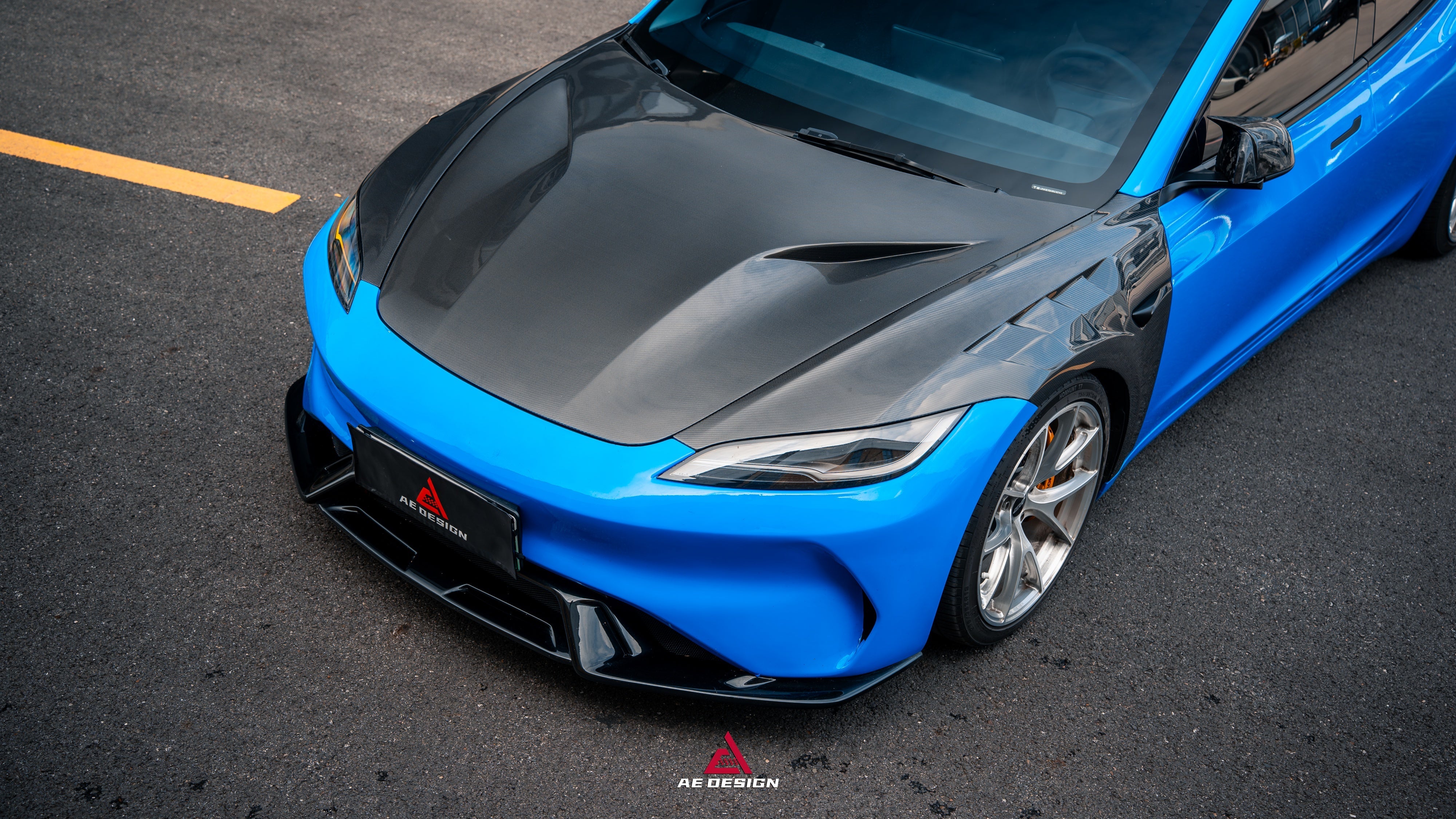 Tesla Model 3 Highland / Performance 2024-ON with Aftermarket Parts - Action Aero Series Hood Bonnet Carbon Fiber From ArmorExtend