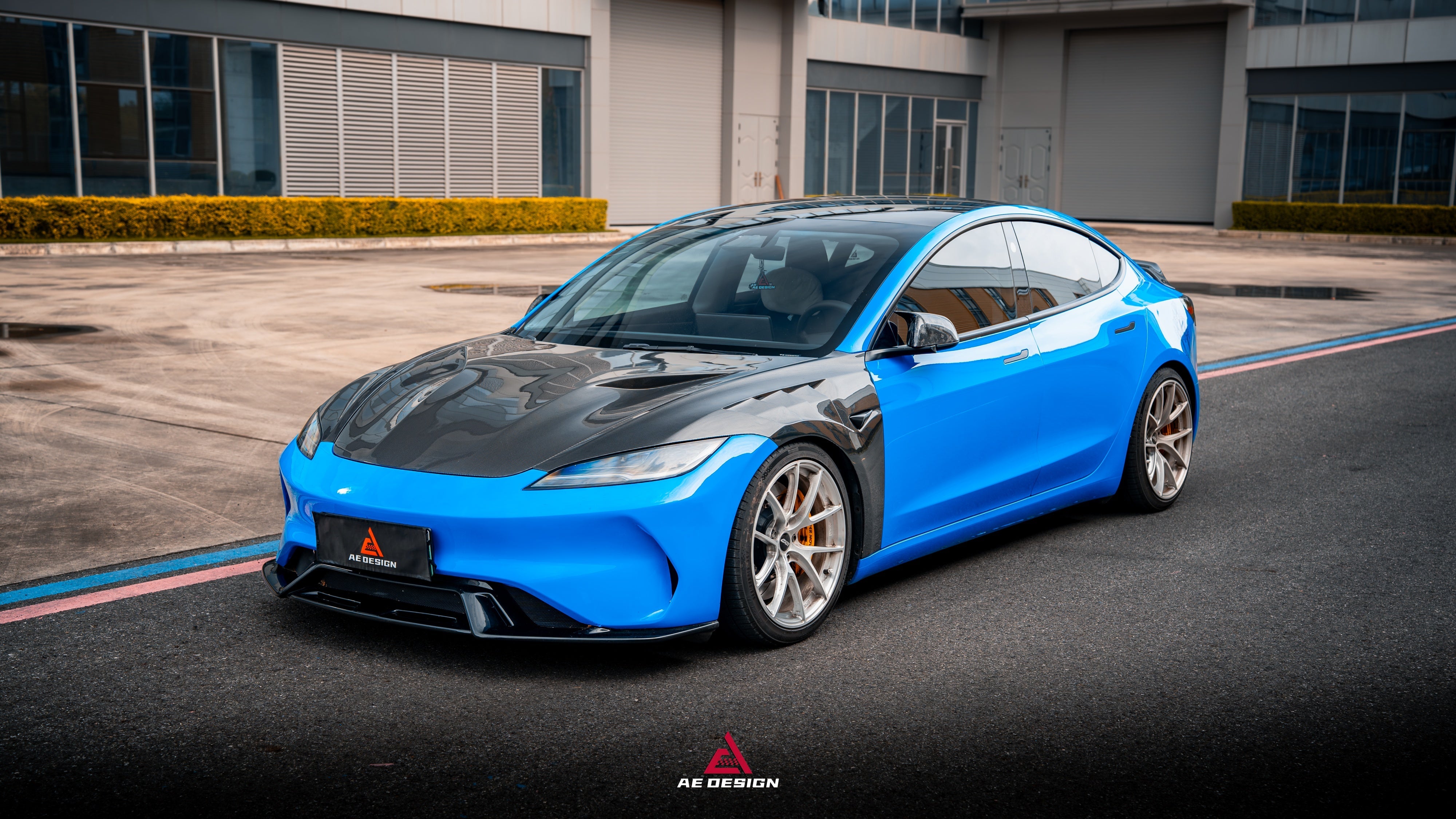 Tesla Model 3 Highland / Performance 2024-ON with Aftermarket Parts - Action Aero Series Hood Bonnet Carbon Fiber From ArmorExtend