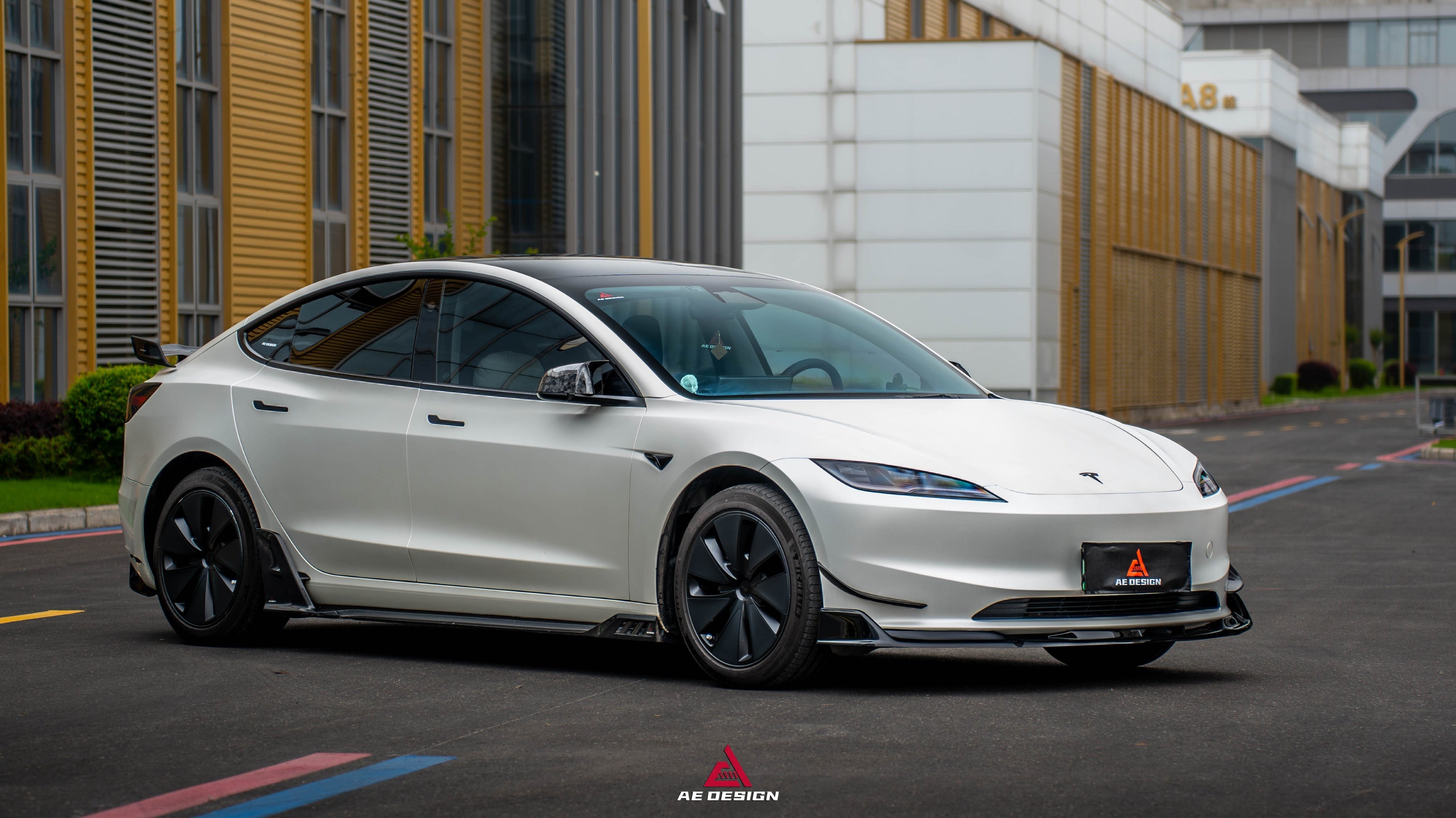 Tesla Model 3 Highland 2024-ON with Aftermarket Parts - Plustic Front Lip ABS from ArmorExtend