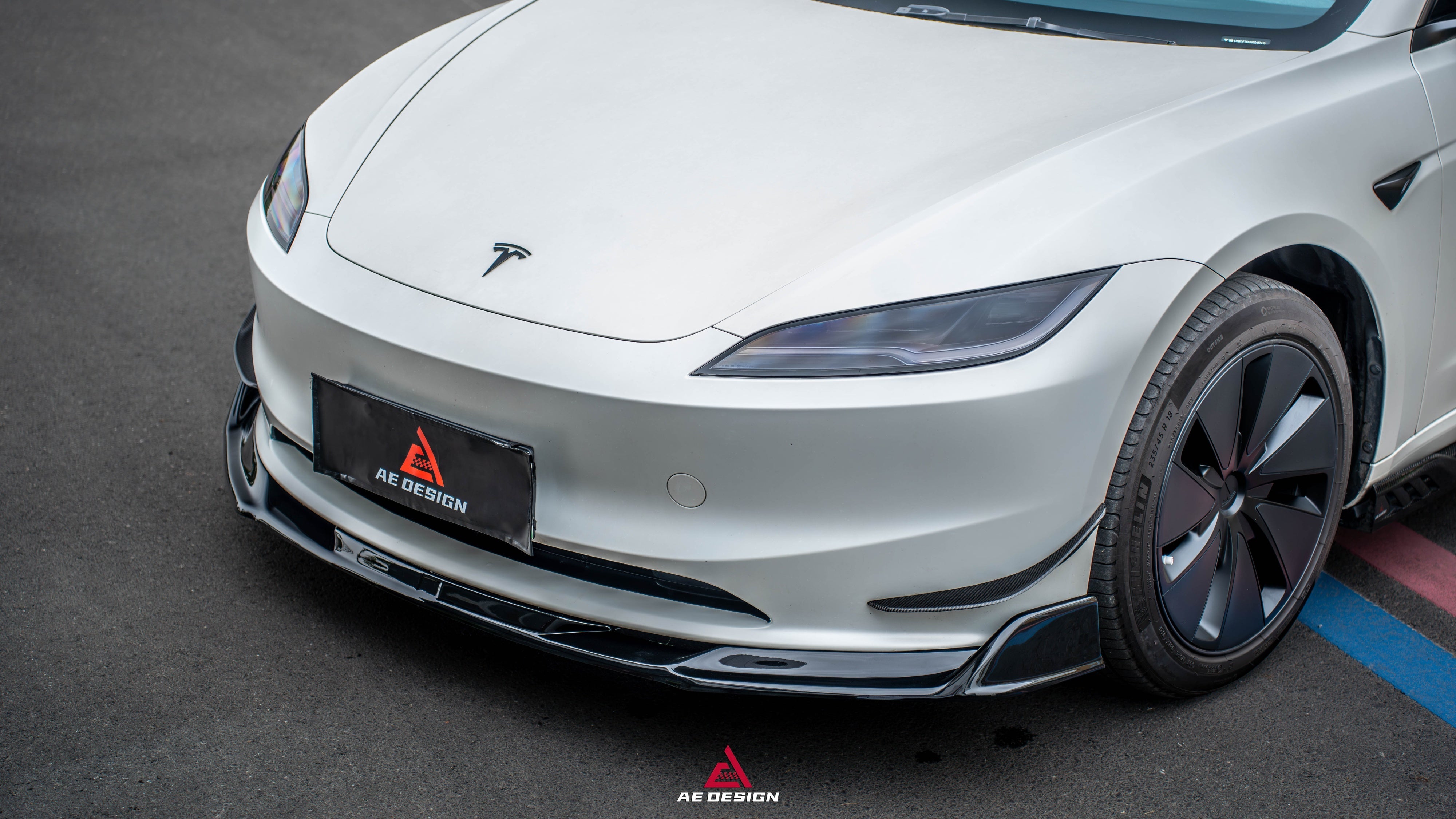 Tesla Model 3 Highland 2024-ON with Aftermarket Parts - Plustic Front Lip ABS from ArmorExtend