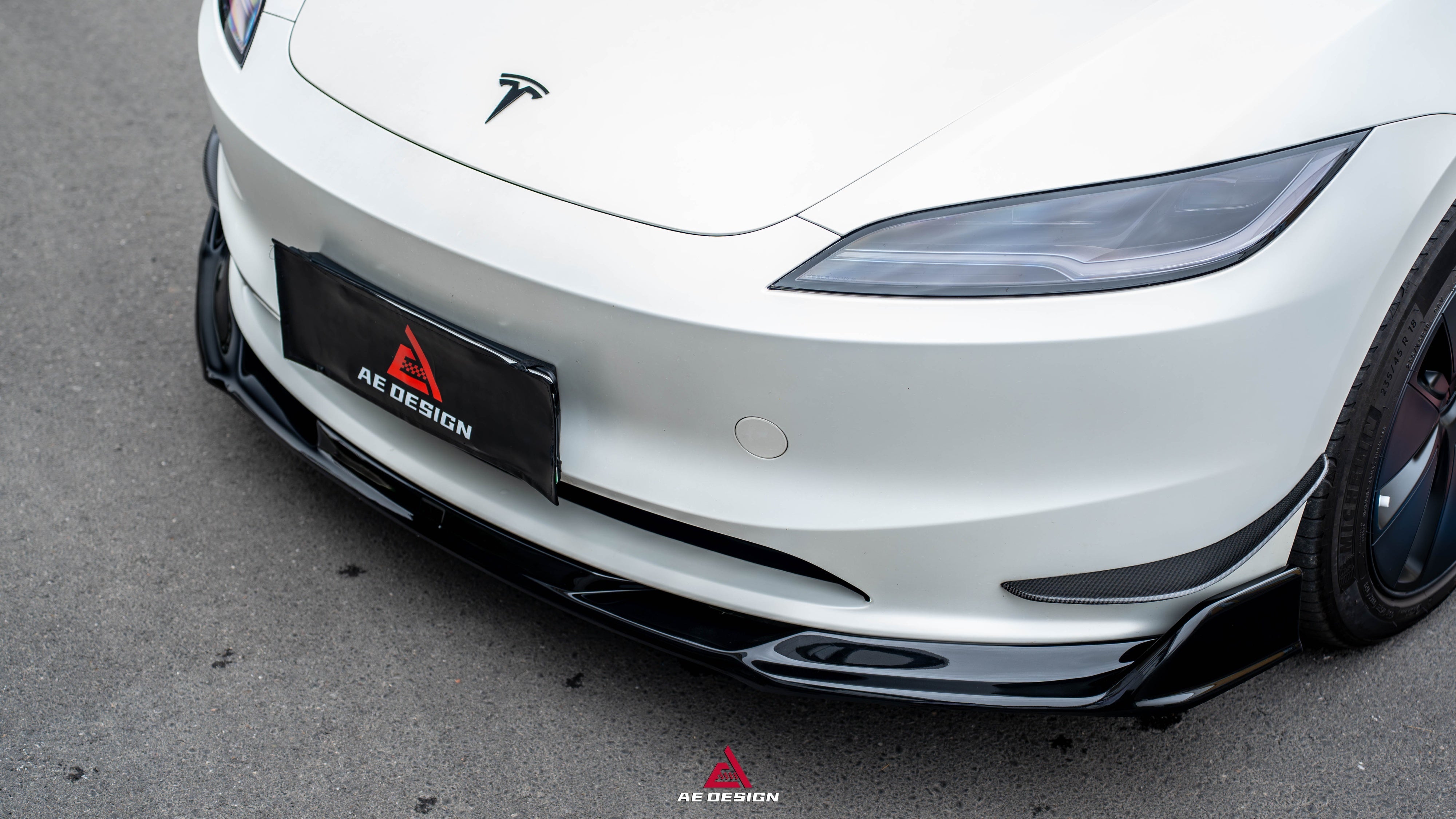 Tesla Model 3 Highland 2024-ON with Aftermarket Parts - Plustic Front Lip ABS from ArmorExtend