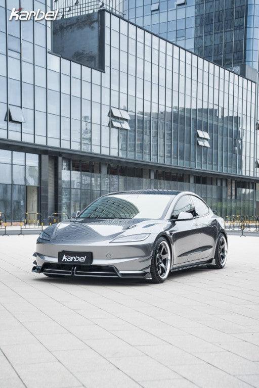 Tesla Model 3 Highland 2024-ON with Aftermarket Parts - Pre-preg Carbon Fiber Front Lip from Karbel Carbon