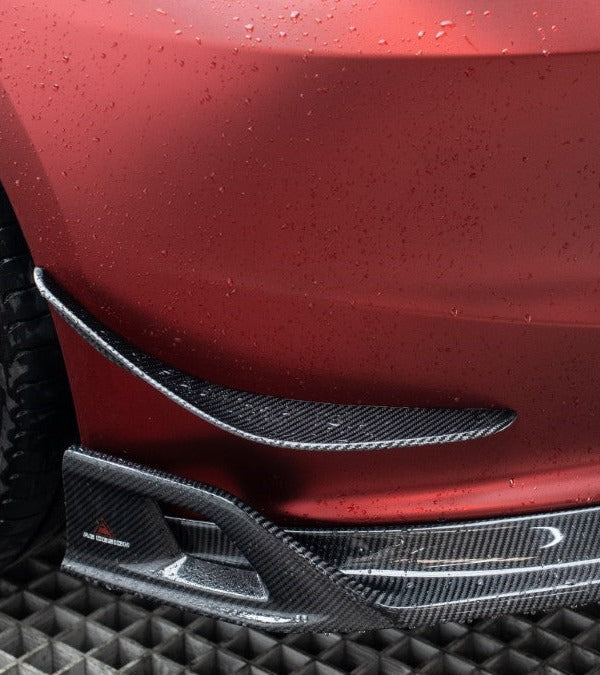 Tesla Model 3 Highland 2024-ON with Aftermarket Parts - AE Style Carbon Fiber Front Canards from ArmorExtend 