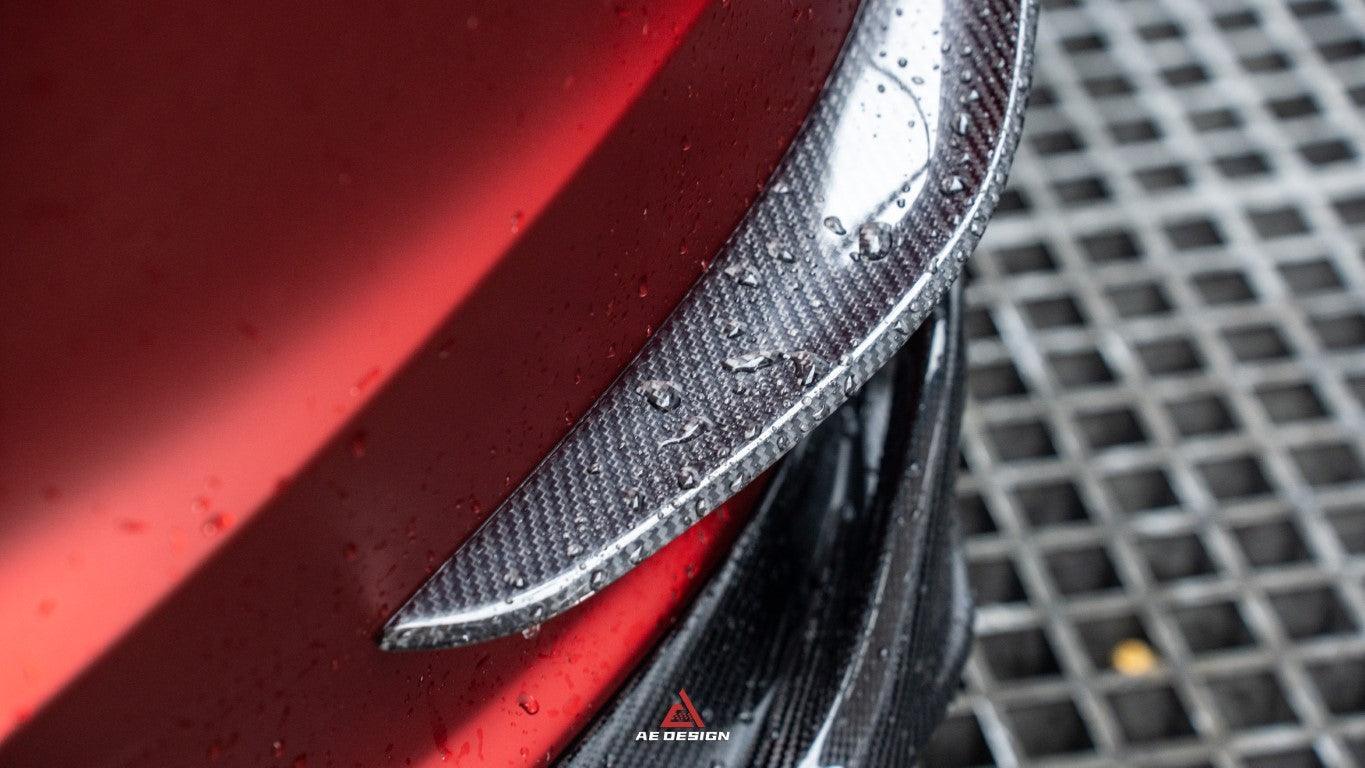 Tesla Model 3 Highland 2024-ON with Aftermarket Parts - AE Style Front Canards Carbon Fiber from?ArmorExtend