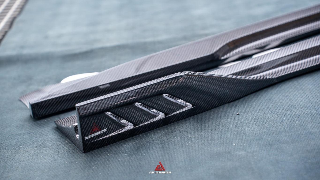 Tesla Model 3 Highland / Performance 2024-ON with Aftermarket Parts - AE Style Side Skirts & Canards Carbon Fiber from?ArmorExtend
