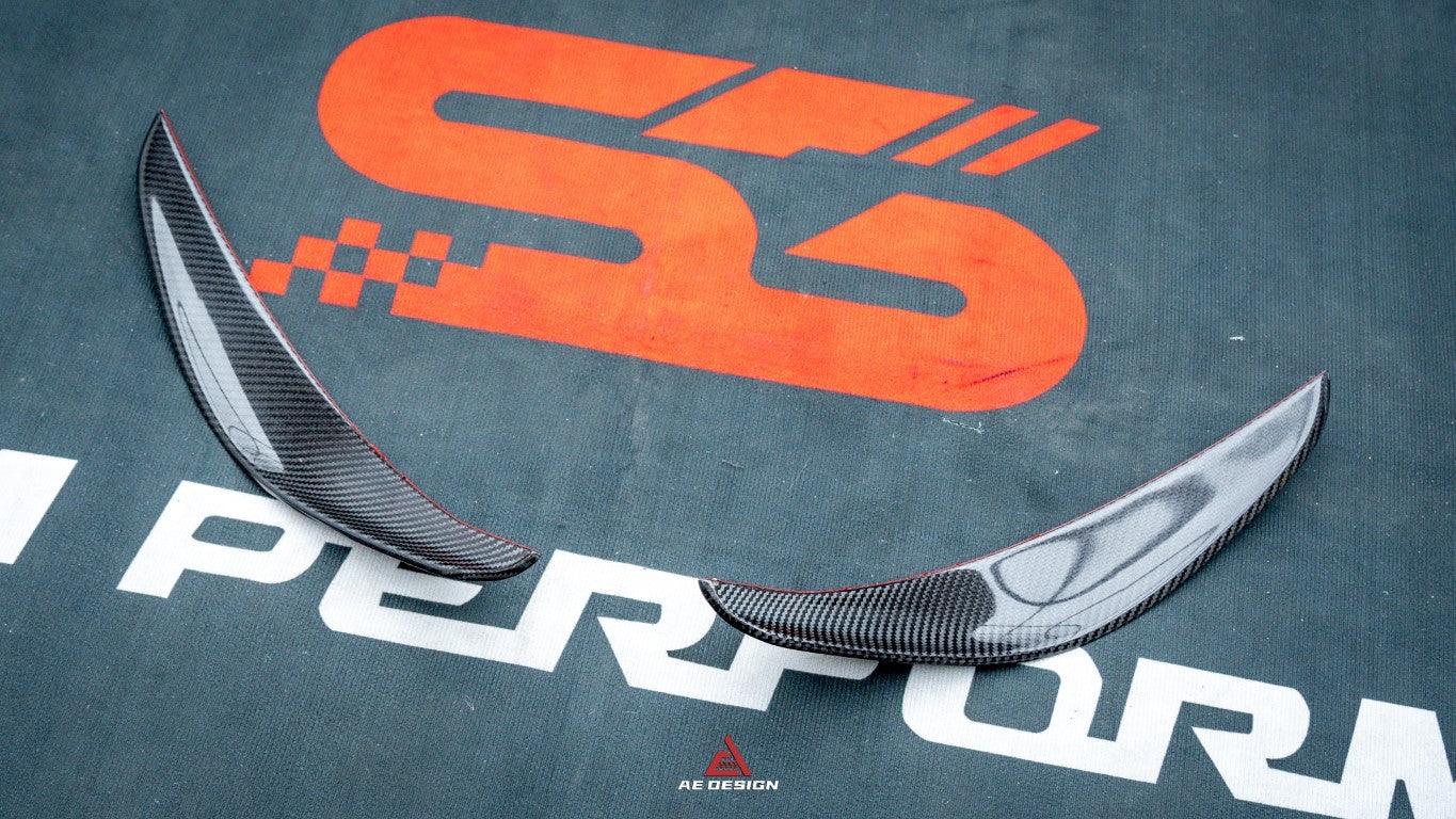 Tesla Model 3 Highland 2024-ON with Aftermarket Parts - AE Style Front Canards Carbon Fiber from?ArmorExtend 