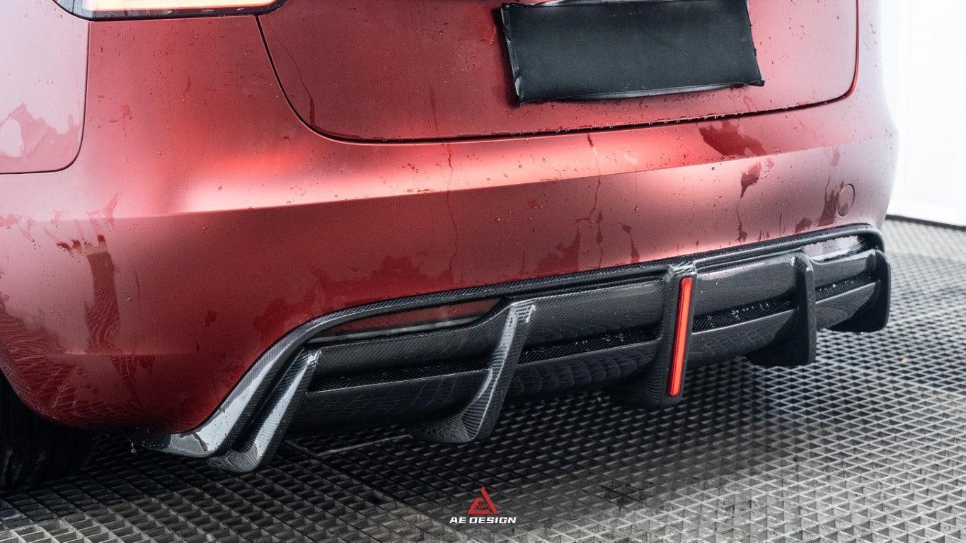 Tesla Model 3 Highland / Performance 2024-ON with Aftermarket Parts - AE Style Rear Diffuser & Canards Carbon Fiber from?ArmorExtend