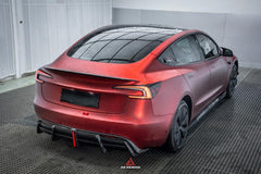 Tesla Model 3 Highland / Performance 2024-ON with Aftermarket Parts - AE Style Rear Diffuser & Canards Carbon Fiber from?ArmorExtend