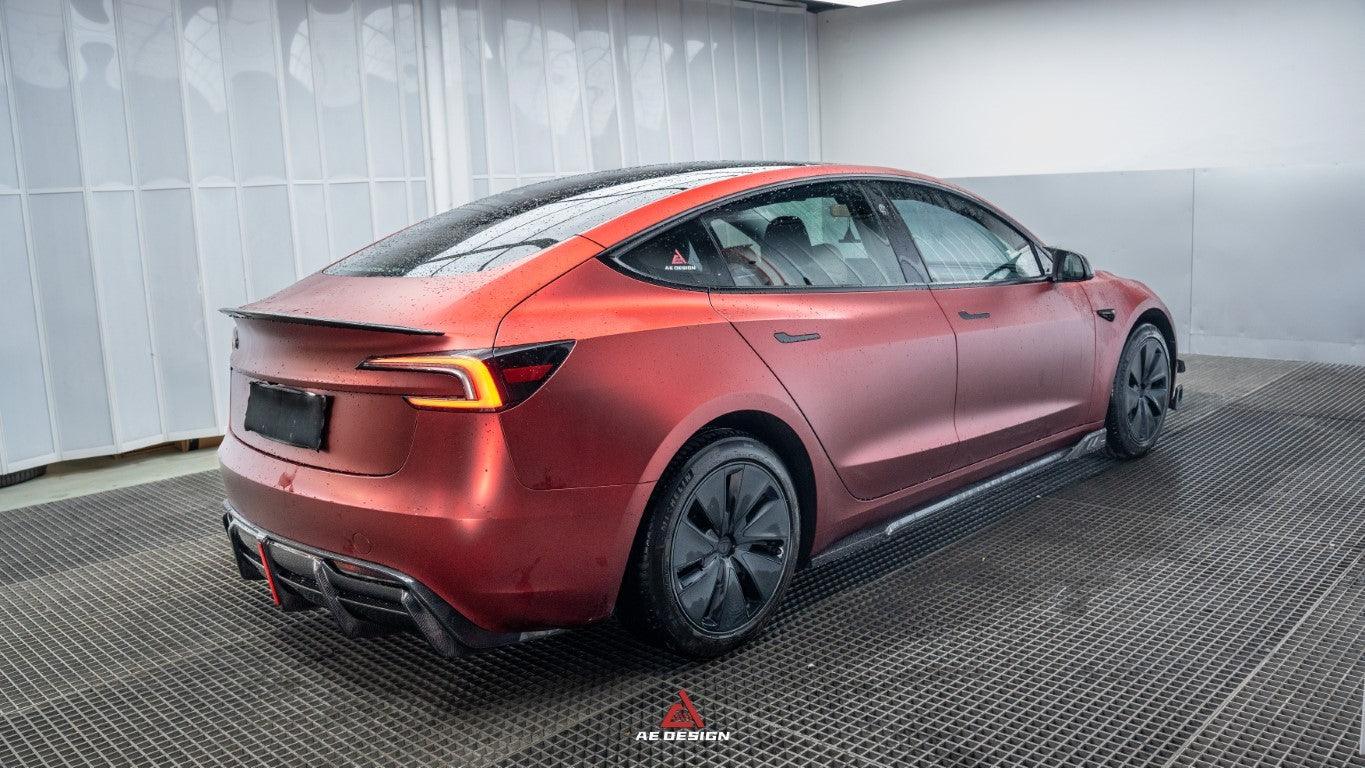 Tesla Model 3 Highland / Performance 2024-ON with Aftermarket Parts - AE Style Fiber Rear Wing?Pre-preg Carbon?from?ArmorExtend