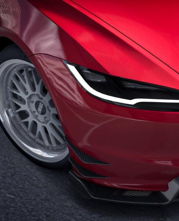 Tesla Model 3 Highland 2024-ON with Aftermarket Parts - Front Canards Pre-preg Carbon Fiber from Karbel Carbon