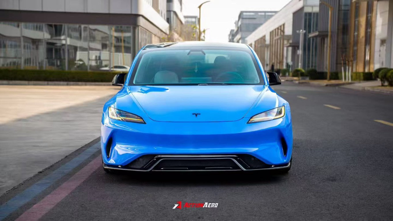 Tesla Model 3 Highland / Performance 2024-ON with Aftermarket Parts - Action Aero Series Front Bumper & Lip ABS from ArmorExtend