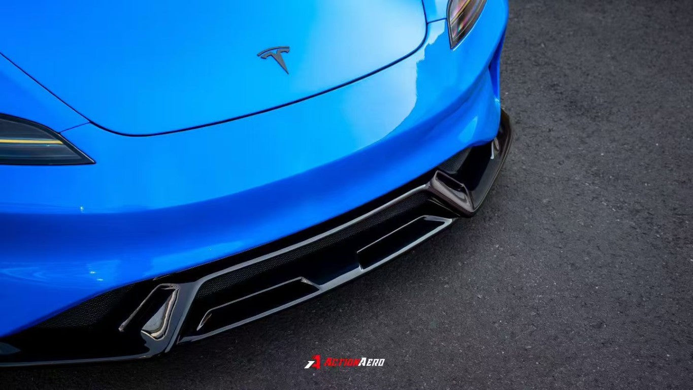 Tesla Model 3 Highland / Performance 2024-ON with Aftermarket Parts - Action Aero Series Front Bumper & Lip ABS from ArmorExtend