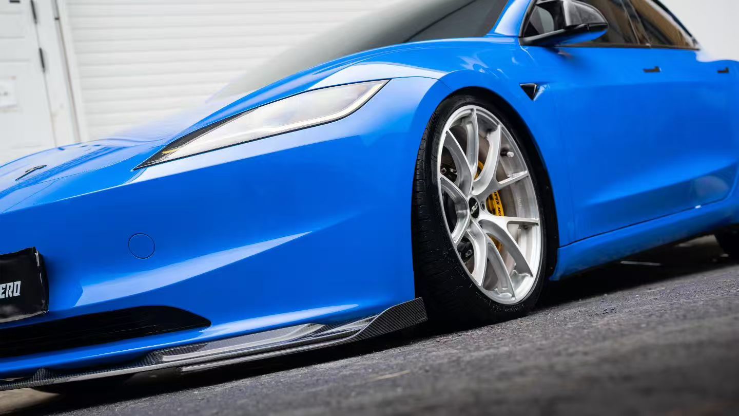 Tesla Model 3 Highland 2024-ON with Aftermarket Parts - Action Aero Series Front Lip & Splitter Dry Pre-preg Carbon Fiber / ABS from ArmorExtend