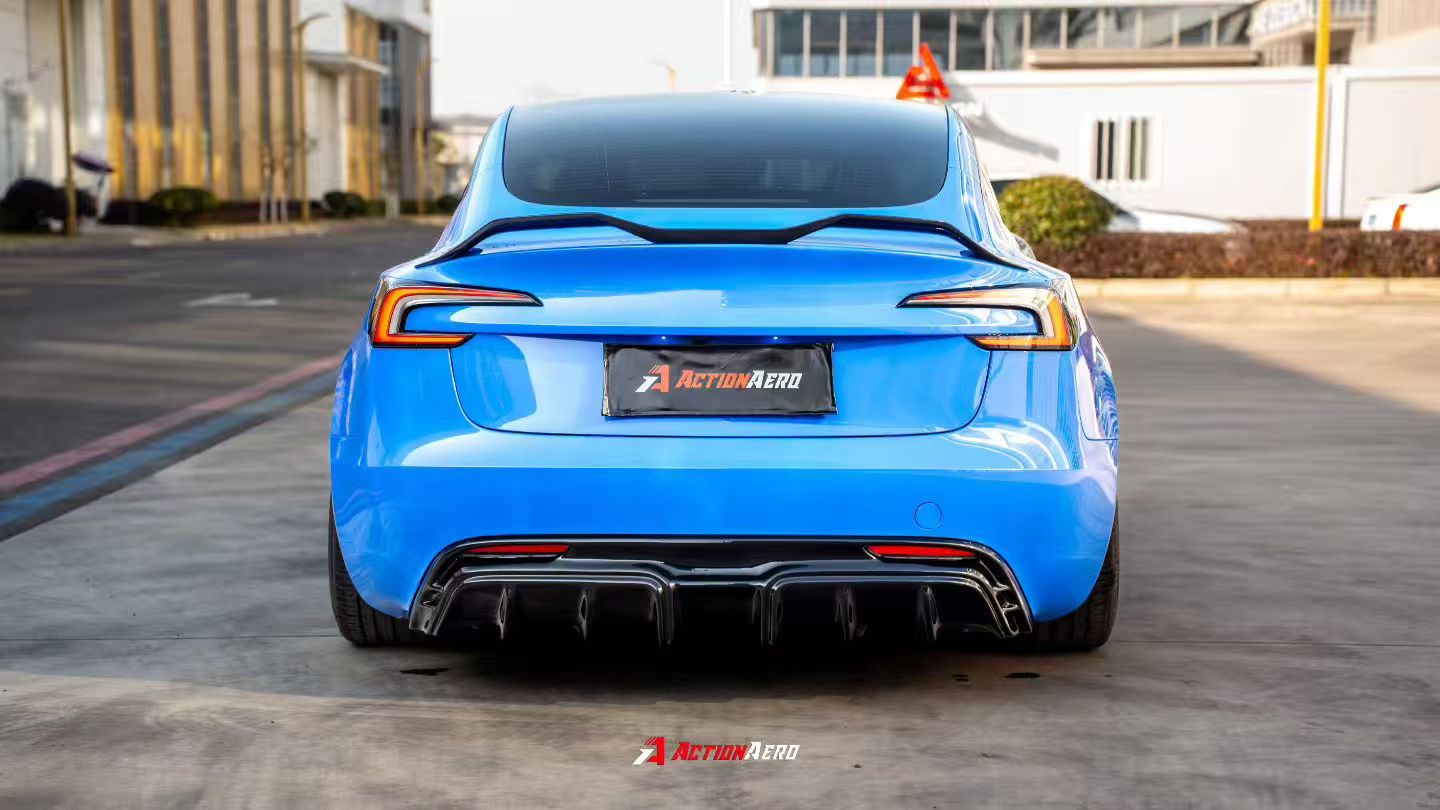 Tesla Model 3 Highland 2024-ON with Aftermarket Parts - Action Aero Series Rear Diffuser ABS from ArmorExtend