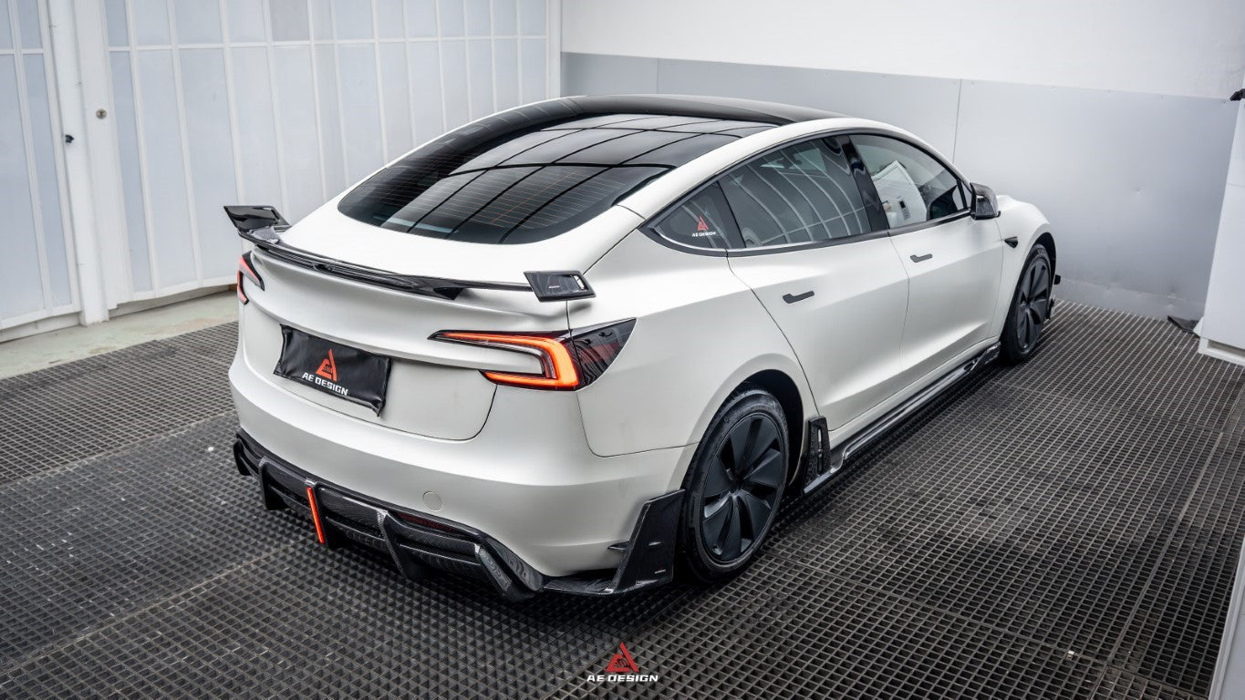 Tesla Model 3 Highland / Performance 2024-ON with Aftermarket Parts - AE Style Carbon Fiber Rear Wing from ArmorExtend 