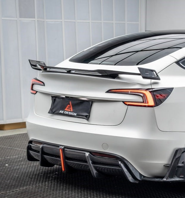 Tesla Model 3 Highland / Performance 2024-ON with Aftermarket Parts - AE Style Carbon Fiber Rear Wing from ArmorExtend 