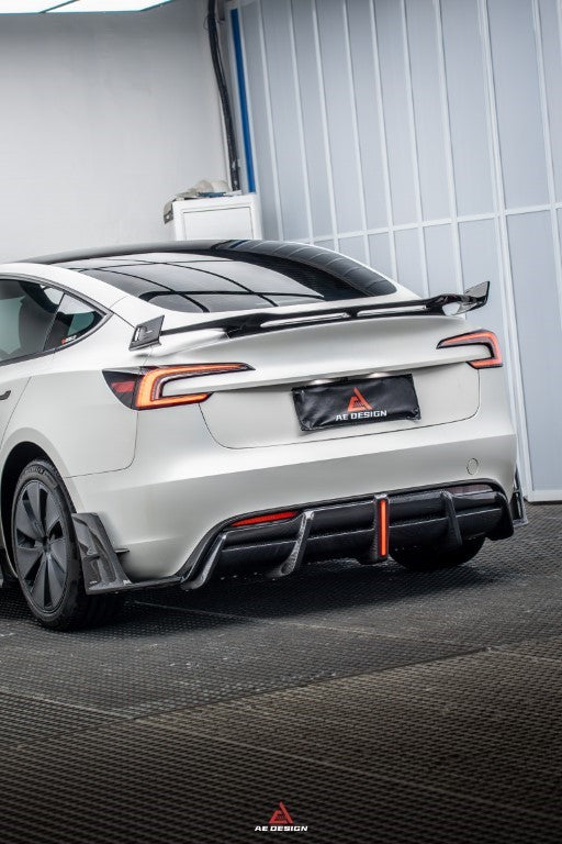 Tesla Model 3 Highland / Performance 2024-ON with Aftermarket Parts - AE Style Carbon Fiber Rear Wing from ArmorExtend 