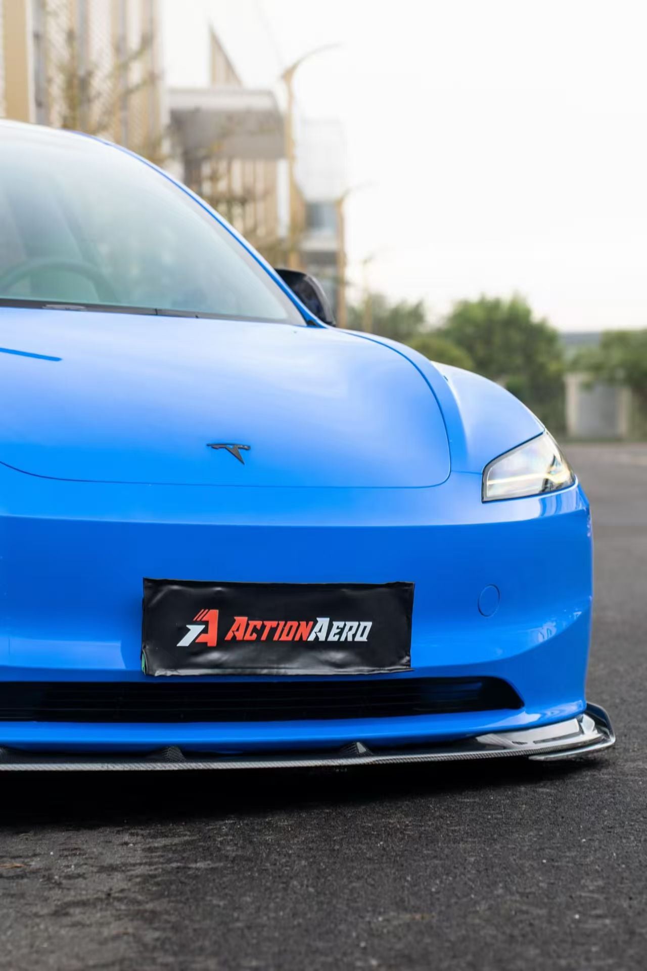 Tesla Model 3 Highland 2024-ON with Aftermarket Parts - Action Aero Series Front Lip & Splitter Dry Pre-preg Carbon Fiber / ABS from&nbsp;ArmorExtend