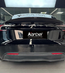 Tesla Model 3 Highland / Performance 2024-ON with Aftermarket Parts - V2 Style Rear Spoiler Pre-preg Carbon Fiber from Karbel Carbon