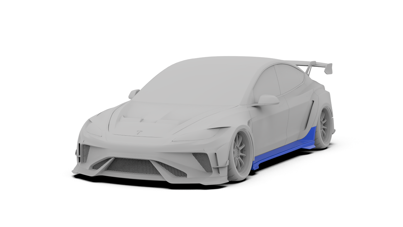 Tesla Model 3 Highland Performance 2024-ON with Robot Craftsman's Aftermarket Parts - Carbon Fiber & FRP Fenders Flares & Wheel Arches & Side Skirts & Front Corner Canards & Side Canards HACKER