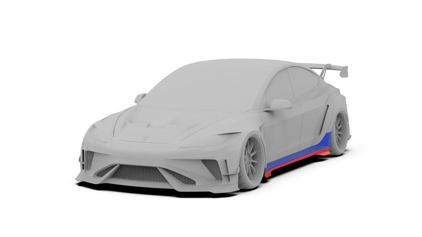 Tesla Model 3 Highland Performance 2024-ON with Robot Craftsman's Aftermarket Parts - Carbon Fiber & FRP Fenders Flares & Wheel Arches & Side Skirts & Front Corner Canards & Side Canards HACKER