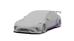 Tesla Model 3 Highland Performance 2024-ON with Robot Craftsman's Aftermarket Parts - Carbon Fiber & FRP Fenders Flares & Wheel Arches & Side Skirts & Front Corner Canards & Side Canards HACKER