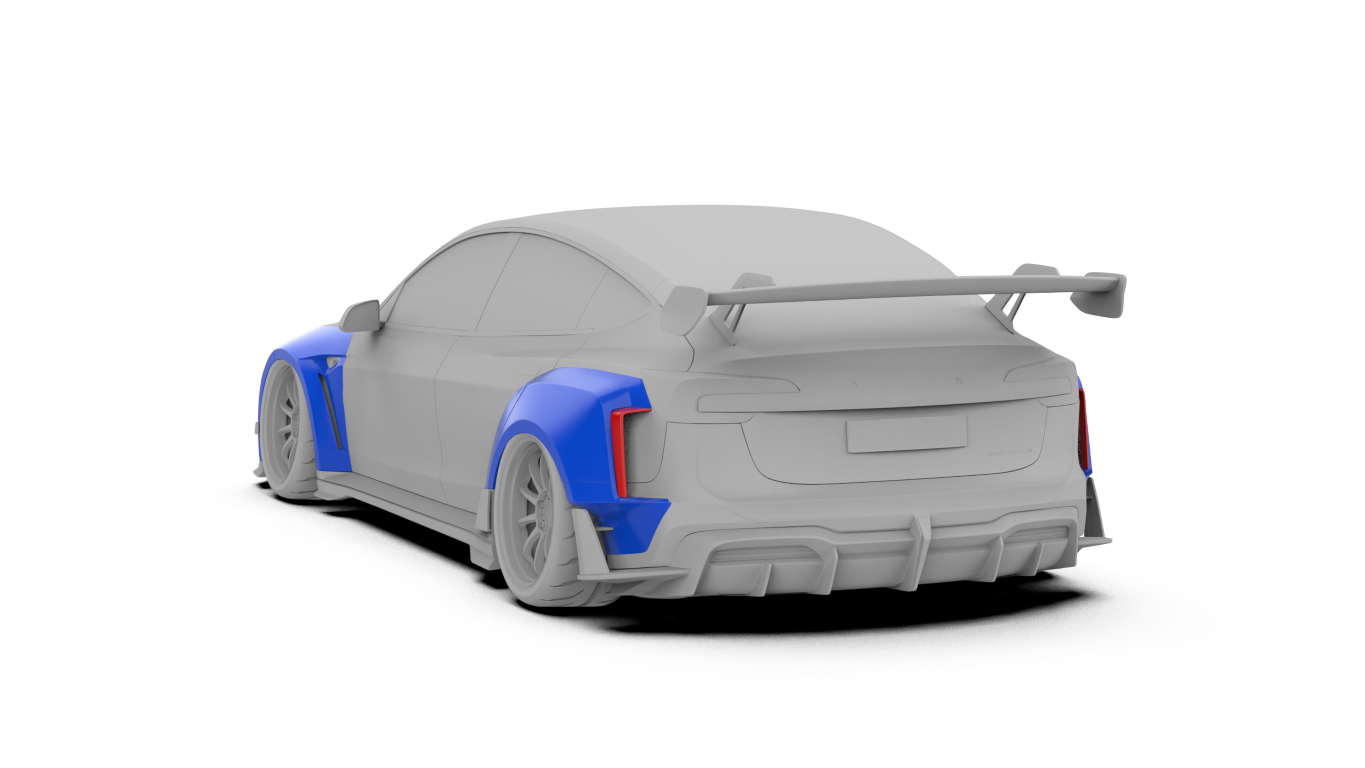 Tesla Model 3 Highland Performance 2024-ON with Robot Craftsman's Aftermarket Parts - Carbon Fiber & FRP Fenders Flares & Wheel Arches & Side Skirts & Front Corner Canards & Side Canards HACKER