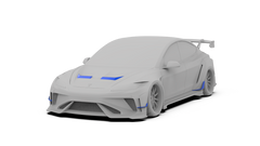 Tesla Model 3 Highland Performance 2024-ON with Robot Craftsman's Aftermarket Parts - Carbon Fiber & FRP Fenders Flares & Wheel Arches & Side Skirts & Front Corner Canards & Side Canards HACKER