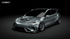 Tesla Model 3 Highland  Performance 2024-ON with Robot Craftsman's Aftermarket Parts - Carbon Fiber & FRP Fenders Flares & Wheel Arches & Side Skirts & Front Corner Canards & Side Canards HACKER