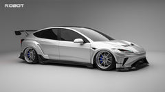 Tesla Model 3 Highland  Performance 2024-ON with Robot Craftsman's Aftermarket Parts - Carbon Fiber & FRP Fenders Flares & Wheel Arches & Side Skirts & Front Corner Canards & Side Canards HACKER