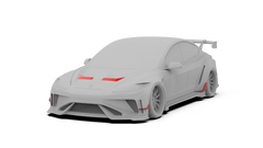Tesla Model 3 Highland / Performance 2024-ON with Aftermarket Parts - Hacker Hood & Hood Garnish Carbon Fiber / FRP from Robot Craftsman