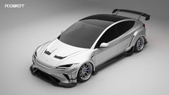 Tesla Model 3 Highland / Performance 2024-ON with Aftermarket Parts - Hacker Hood & Hood Garnish Carbon Fiber / FRP from Robot Craftsman