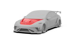 Tesla Model 3 Highland / Performance 2024-ON with Aftermarket Parts - Hacker Hood & Hood Garnish Carbon Fiber / FRP from Robot Craftsman