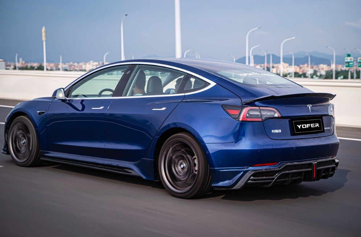 Tesla Model 3 / Performance 2017-2023 with Aftermarket Parts - PP Rear Diffuser from Yofer USA