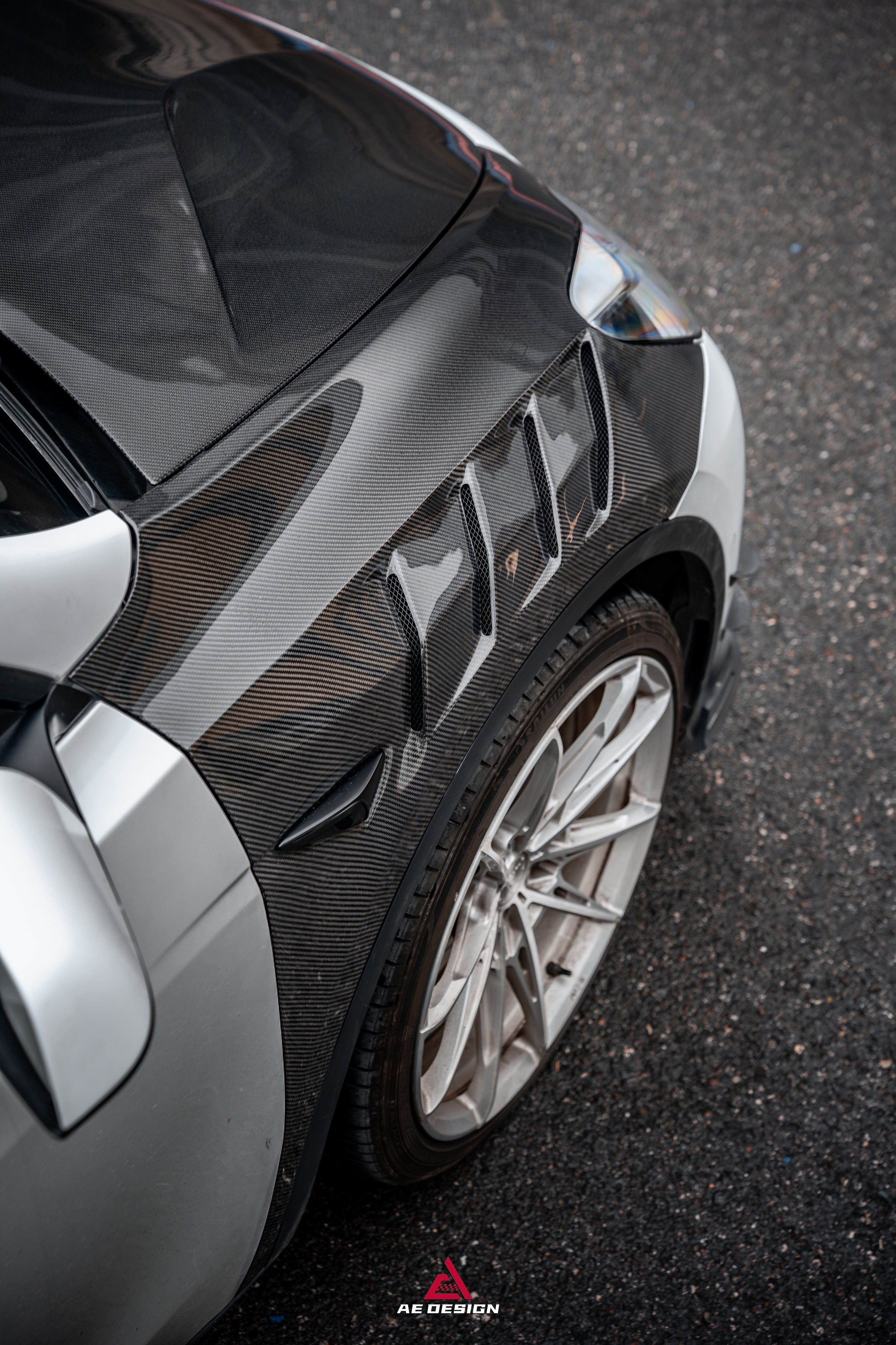 Tesla Model Y Performance AWD Long Range RWD Standard 2020 2021 2022 2023 2024 2025 with Aftermarket Parts - ART Front Fenders Carbon Fiber from ArmorExtend
