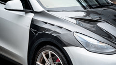 Tesla Model Y Performance AWD Long Range RWD Standard 2020 2021 2022 2023 2024 2025 with Aftermarket Parts - ART Front Fenders Carbon Fiber from ArmorExtend