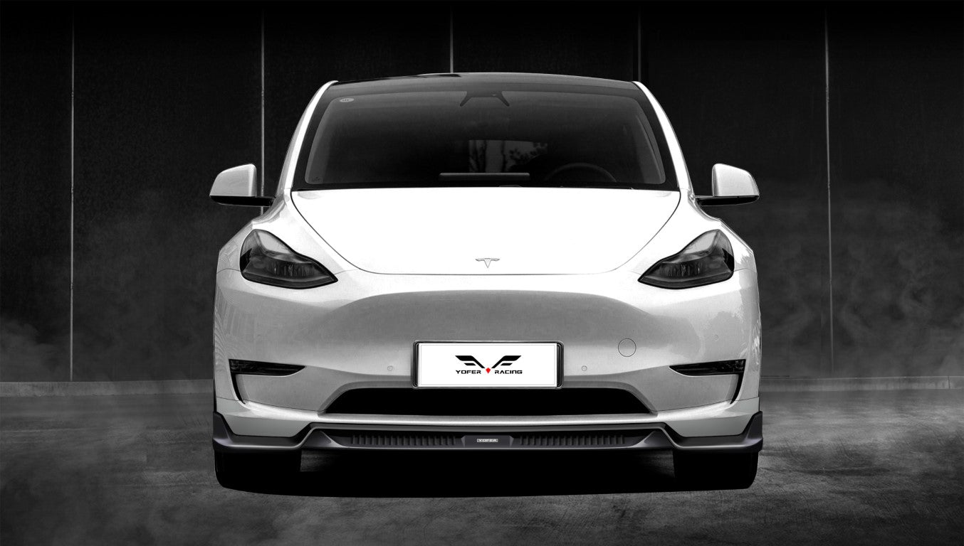 Tesla Model Y / Performance 2021 2022 2023 2024 with Aftermarket Parts - Loong Flames Pro Style Front Lip PP from Yofer USA